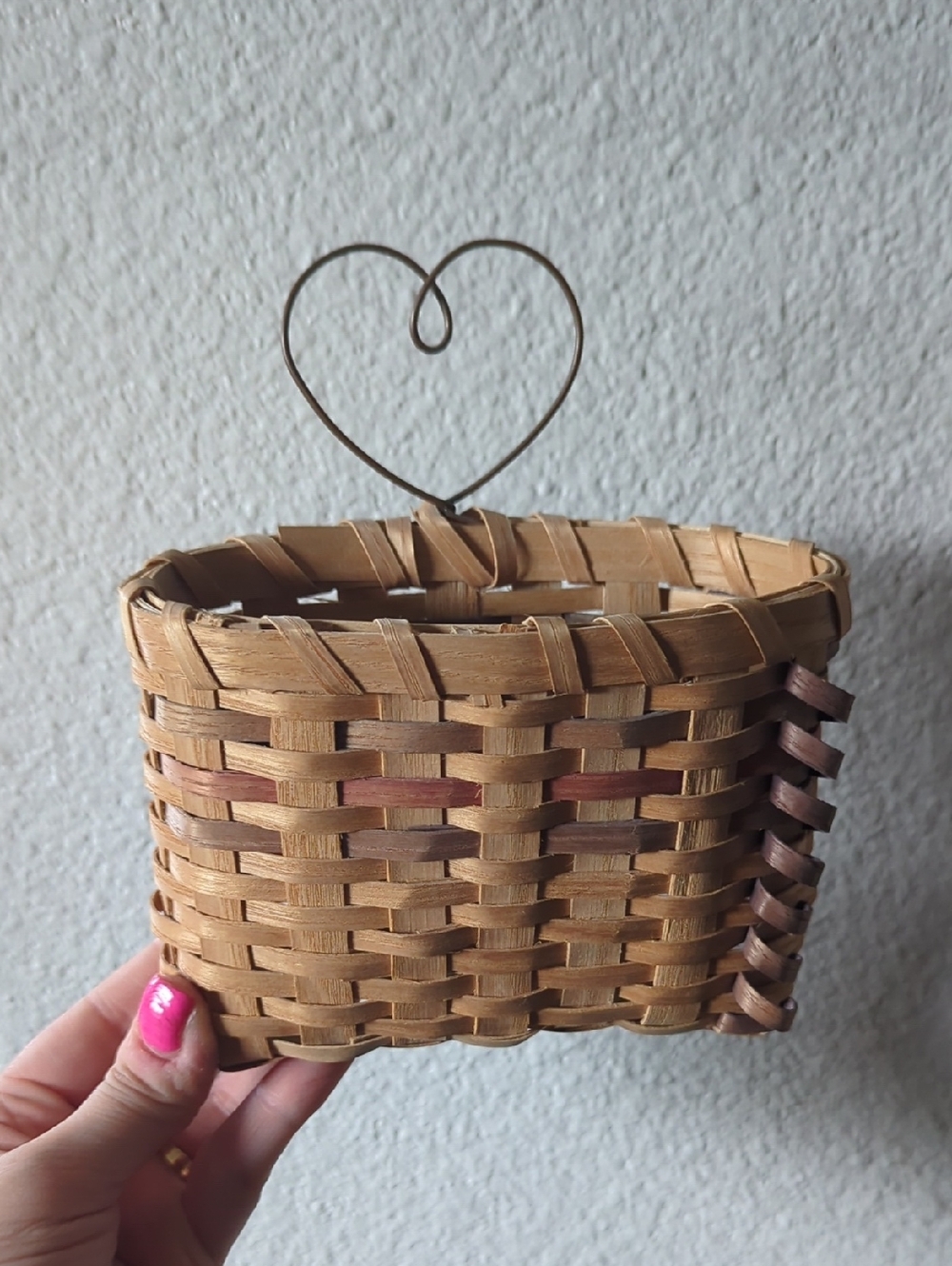 Vintage Handwoven Natural Wicker Heart Basket - Home Accents